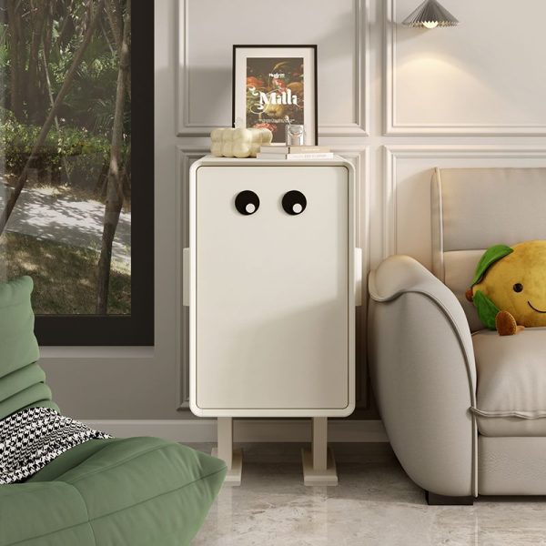 Contemporary Creative Kids Robot Square Tabletop Medium Fiberboard Nightstand 2-Cabinet For Bedroom - Image 3