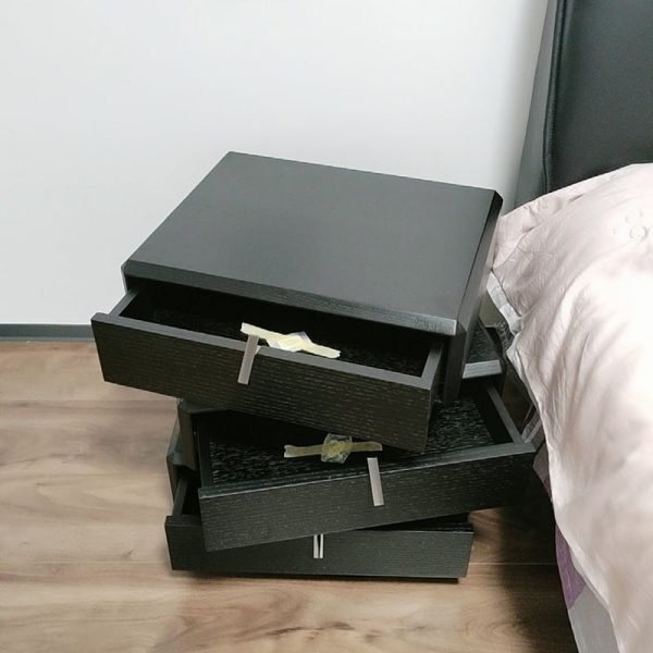 Contemporary Luxury Rectangular Solid Wood Nightstand 3-Drawer For Bedroom - Image 14