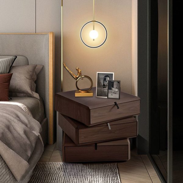 Contemporary Luxury Rectangular Solid Wood Nightstand 3-Drawer For Bedroom - Image 3