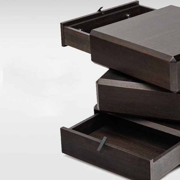 Contemporary Luxury Rectangular Solid Wood Nightstand 3-Drawer For Bedroom - Image 5