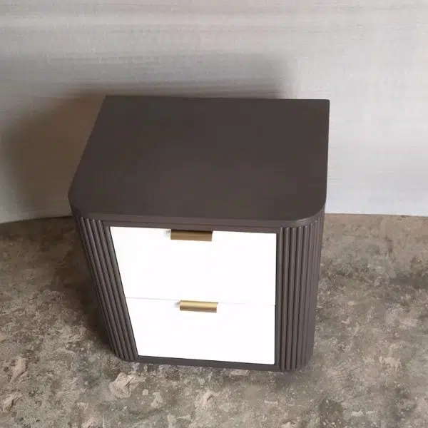 Contemporary Coastal Rectangular Solid Wood Metal Nightstand 2-Drawer For Bedroom - Image 6