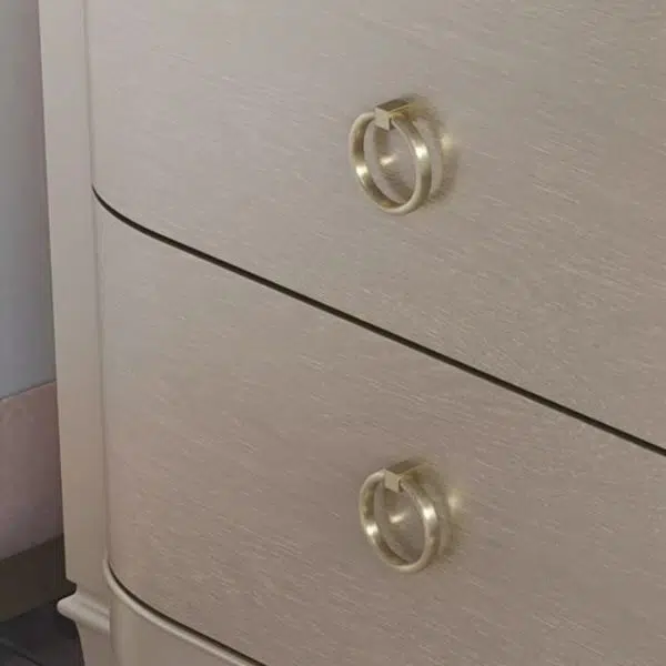 Contemporary Boho Rectangular Tabletop Solid Wood Copper Nightstand 2-Drawer For Bedroom - Image 7