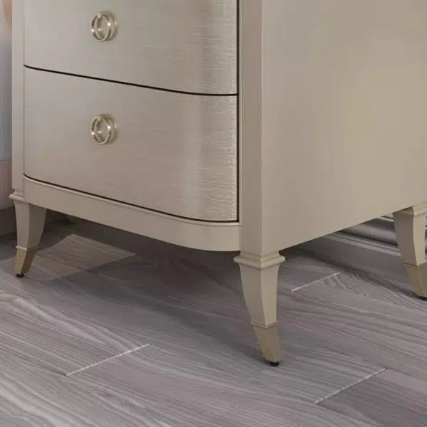 Contemporary Boho Rectangular Tabletop Solid Wood Copper Nightstand 2-Drawer For Bedroom - Image 8