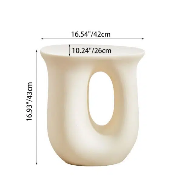 Contemporary Art Deco Hollow Design Oval Tabletop Plastic End Table For Living Room - Image 4