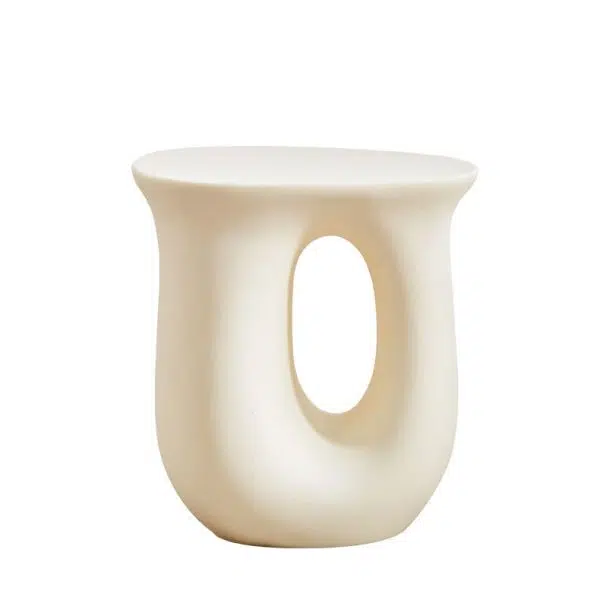 Contemporary Art Deco Hollow Design Oval Tabletop Plastic End Table For Living Room - Image 24