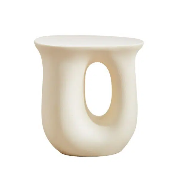 Contemporary Art Deco Hollow Design Oval Tabletop Plastic End Table For Living Room - Image 23