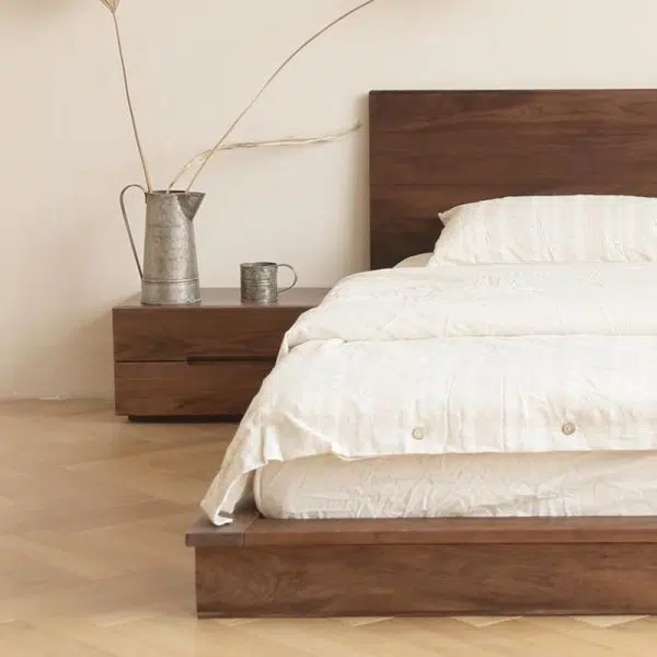 Contemporary Scandinavian Rectangular Desktop Solid Wood Nightstand With Labor-Saving Pulls 2-Drawer For Bedroom - Image 14