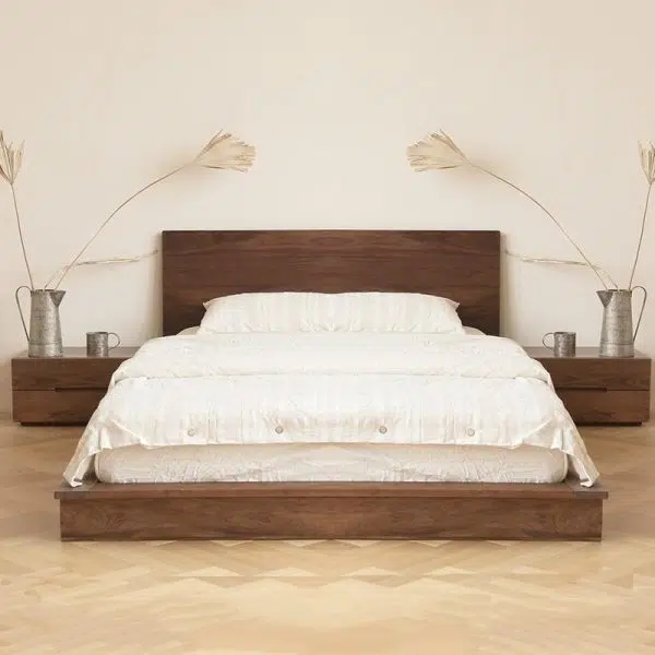 Contemporary Scandinavian Rectangular Desktop Solid Wood Nightstand With Labor-Saving Pulls 2-Drawer For Bedroom - Image 15