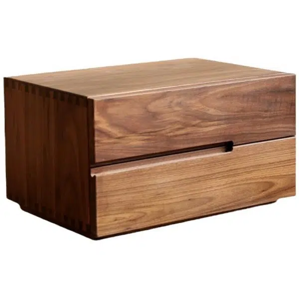 Contemporary Scandinavian Rectangular Desktop Solid Wood Nightstand With Labor-Saving Pulls 2-Drawer For Bedroom - Image 16