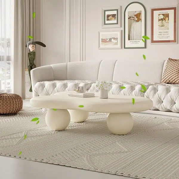 Contemporary Creative Creamy Cloud Orb Artificial Panel End Table 1-Tier For Living Room - Image 10