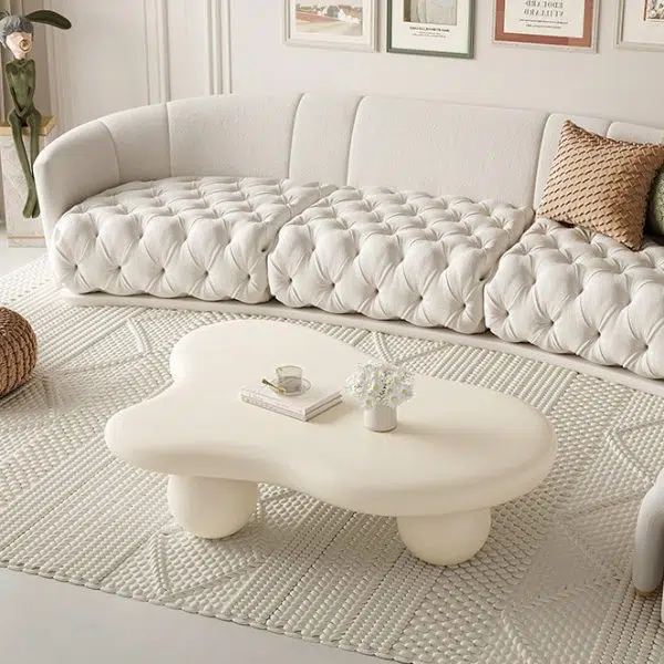 Contemporary Creative Creamy Cloud Orb Artificial Panel End Table 1-Tier For Living Room - Image 7