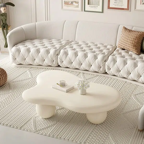 Contemporary Creative Creamy Cloud Orb Artificial Panel End Table 1-Tier For Living Room - Image 9