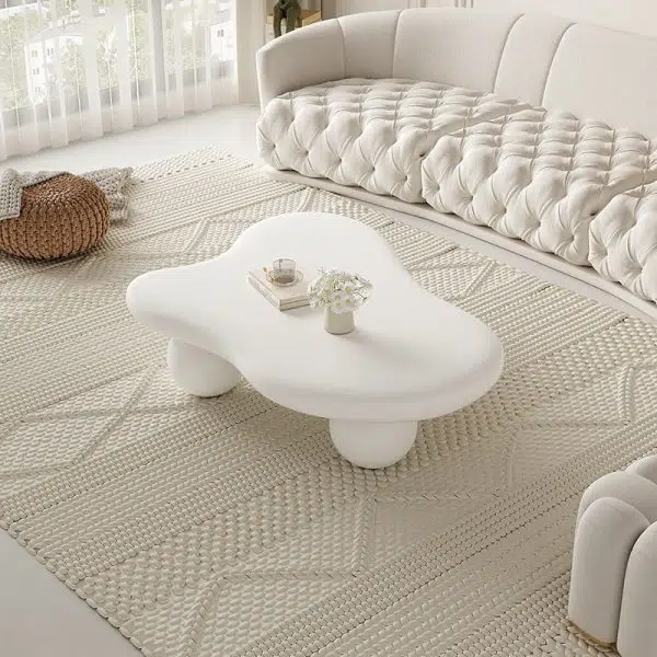 Contemporary Creative Creamy Cloud Orb Artificial Panel End Table 1-Tier For Living Room - Image 11