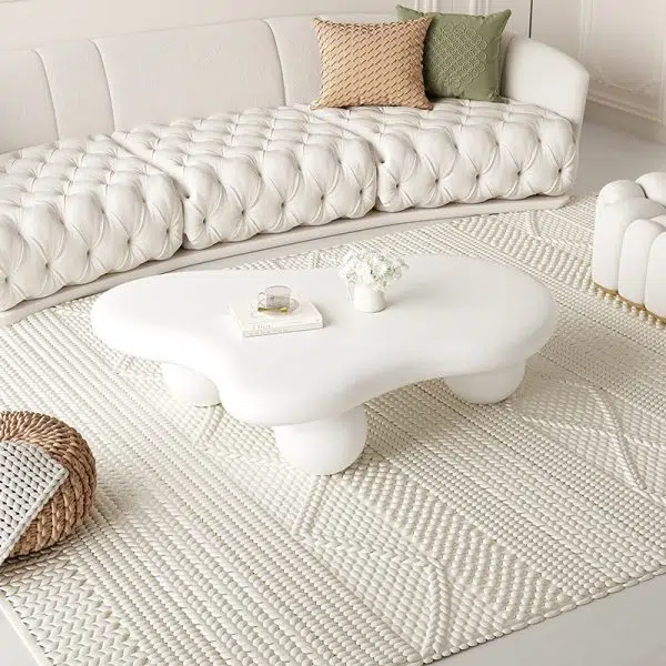 Contemporary Creative Creamy Cloud Orb Artificial Panel End Table 1-Tier For Living Room - Image 12