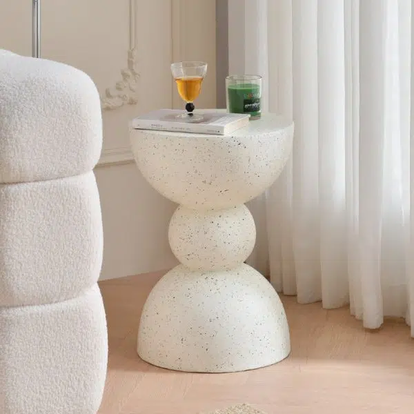 Contemporary Creative Chamfered Triangles Chamfered Rounded Corners Magnesium Oxide End Table 1-Tier For Living Room - Image 15