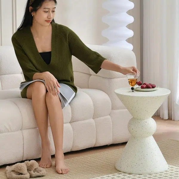 Contemporary Creative Chamfered Triangles Chamfered Rounded Corners Magnesium Oxide End Table 1-Tier For Living Room - Image 12