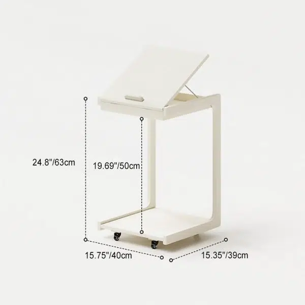 Contemporary Creative U-Shape Square Removable Tiltable Solid Wood End Table 2-Tiers For Living Room - Image 4