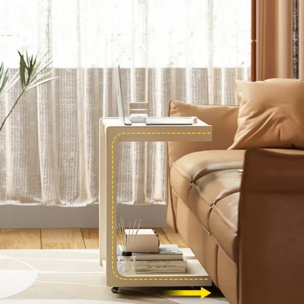 Contemporary Creative U-Shape Square Removable Tiltable Solid Wood End Table 2-Tiers For Living Room - Image 10