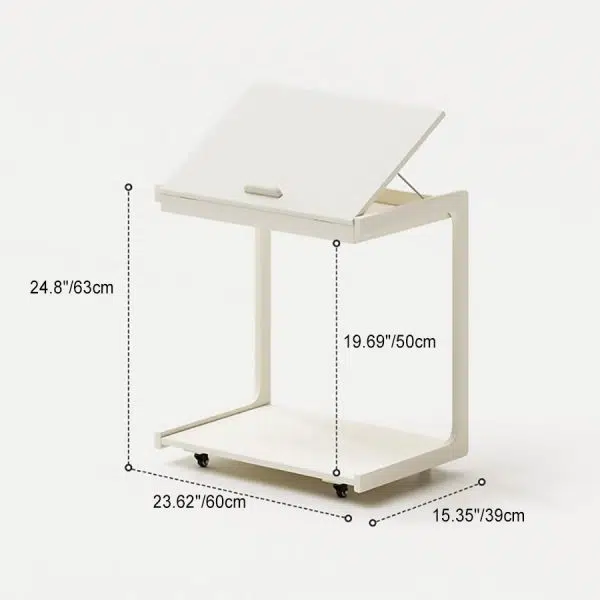Contemporary Creative U-Shape Square Removable Tiltable Solid Wood End Table 2-Tiers For Living Room - Image 5