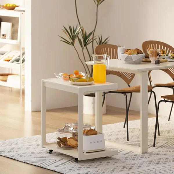 Contemporary Creative U-Shape Square Removable Tiltable Solid Wood End Table 2-Tiers For Living Room - Image 17