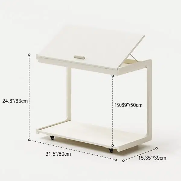 Contemporary Creative U-Shape Square Removable Tiltable Solid Wood End Table 2-Tiers For Living Room - Image 6