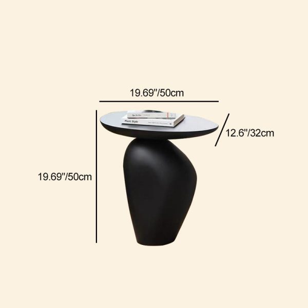 Contemporary Creative Irregular Oval Cobblestone Fiberglass End Table 1-Tier For Living Room - Image 4