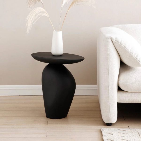 Contemporary Creative Irregular Oval Cobblestone Fiberglass End Table 1-Tier For Living Room - Image 13