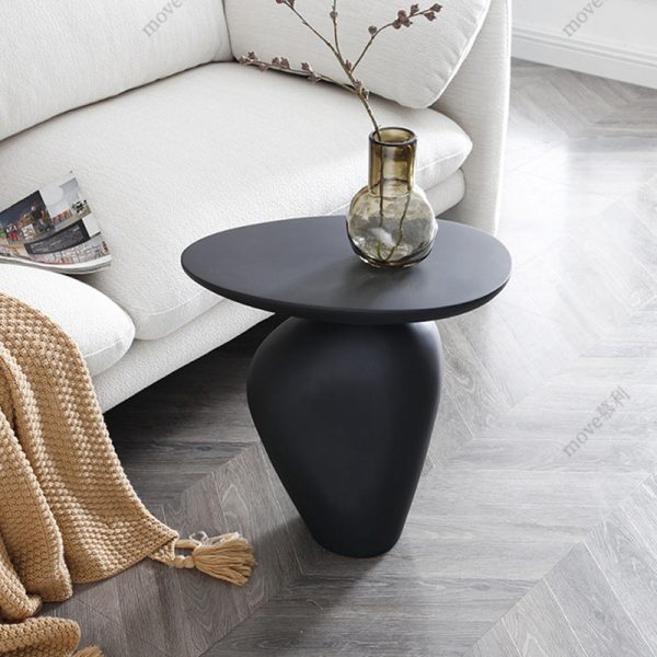 Contemporary Creative Irregular Oval Cobblestone Fiberglass End Table 1-Tier For Living Room - Image 9