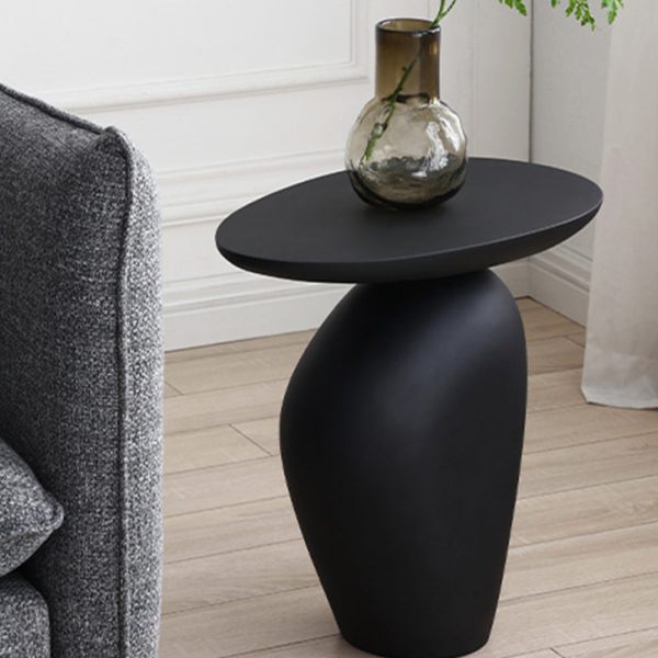Contemporary Creative Irregular Oval Cobblestone Fiberglass End Table 1-Tier For Living Room - Image 2