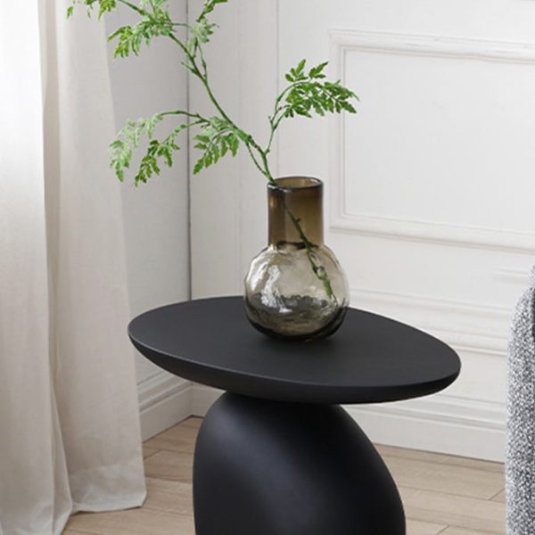 Contemporary Creative Irregular Oval Cobblestone Fiberglass End Table 1-Tier For Living Room - Image 8