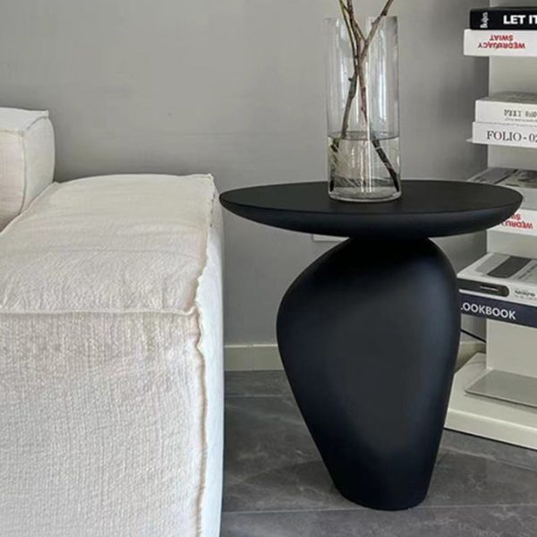 Contemporary Creative Irregular Oval Cobblestone Fiberglass End Table 1-Tier For Living Room - Image 10