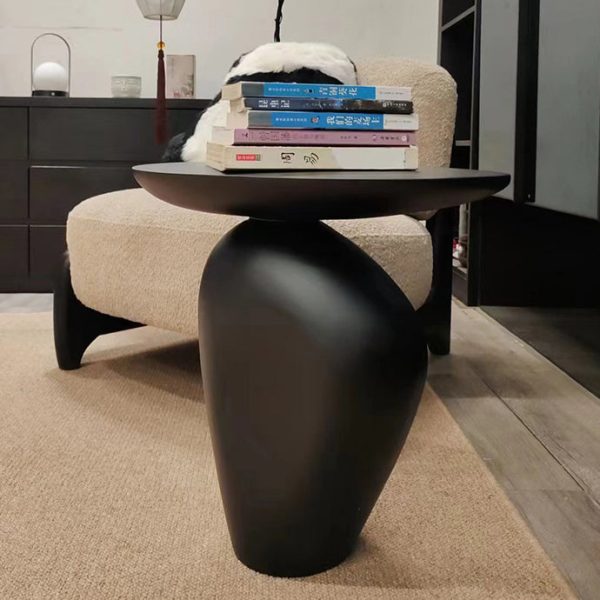 Contemporary Creative Irregular Oval Cobblestone Fiberglass End Table 1-Tier For Living Room - Image 3