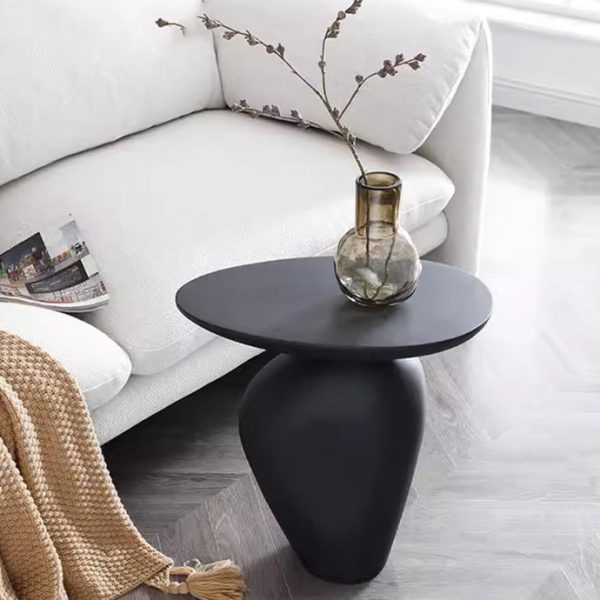Contemporary Creative Irregular Oval Cobblestone Fiberglass End Table 1-Tier For Living Room - Image 7