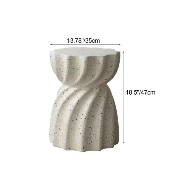 Contemporary Creative Lotus Shape Distressed Stone End Table 1-Tier For Living Room - Image 3