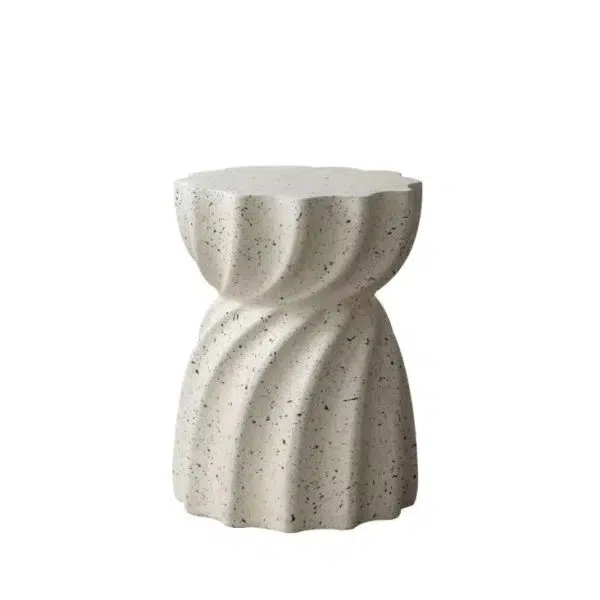 Contemporary Creative Lotus Shape Distressed Stone End Table 1-Tier For Living Room - Image 9