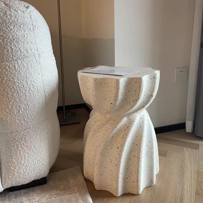 DFM-Table-FW01709-5.jpg Contemporary Creative Lotus Shape Distressed Stone End Table 1-Tier For Living Room - Image 1