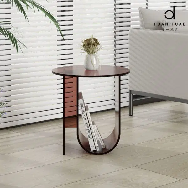 Contemporary Creative U-Shape Round Acrylic End Table 1-Tier For Living Room - Image 2