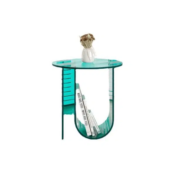 Contemporary Creative U-Shape Round Acrylic End Table 1-Tier For Living Room - Image 12