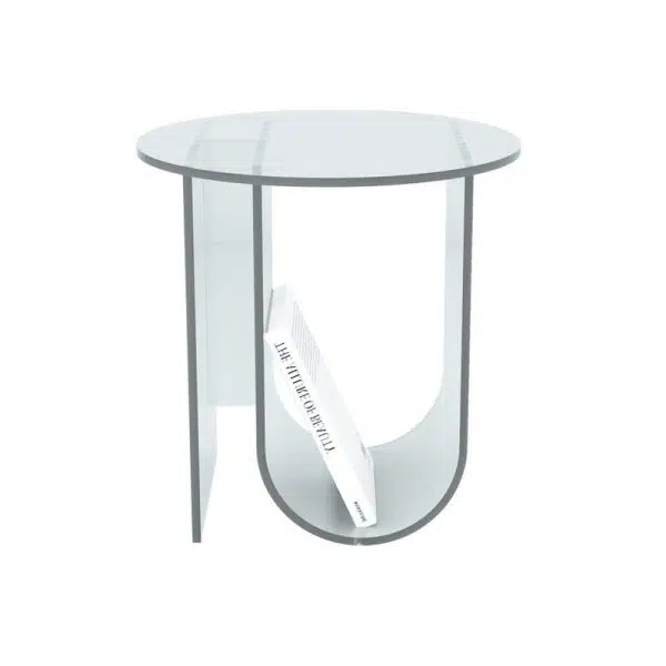 Contemporary Creative U-Shape Round Acrylic End Table 1-Tier For Living Room - Image 14