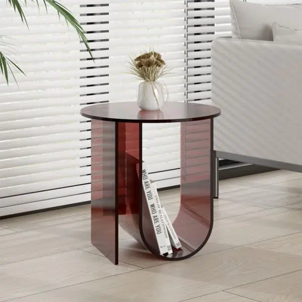 Contemporary Creative U-Shape Round Acrylic End Table 1-Tier For Living Room - Image 8