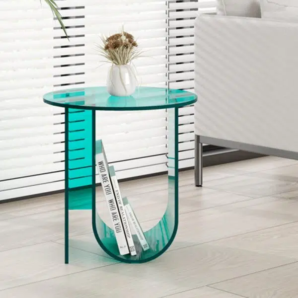 Contemporary Creative U-Shape Round Acrylic End Table 1-Tier For Living Room - Image 3