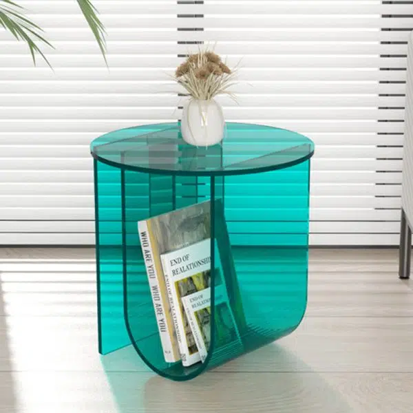 Contemporary Creative U-Shape Round Acrylic End Table 1-Tier For Living Room - Image 9