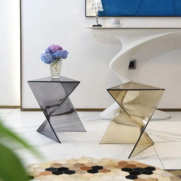 Contemporary Creative Irregular Geometry Triangle PC End Table 1-Tier For Living Room - Image 2
