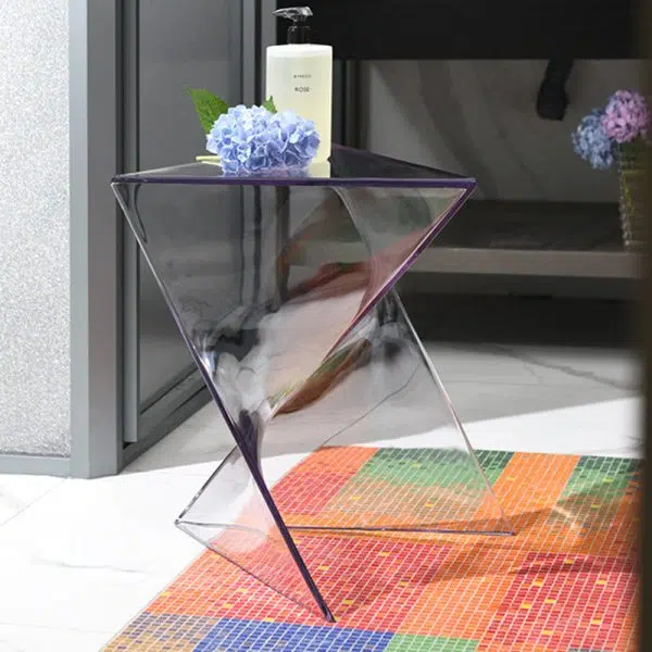 Contemporary Creative Irregular Geometry Triangle PC End Table 1-Tier For Living Room - Image 6