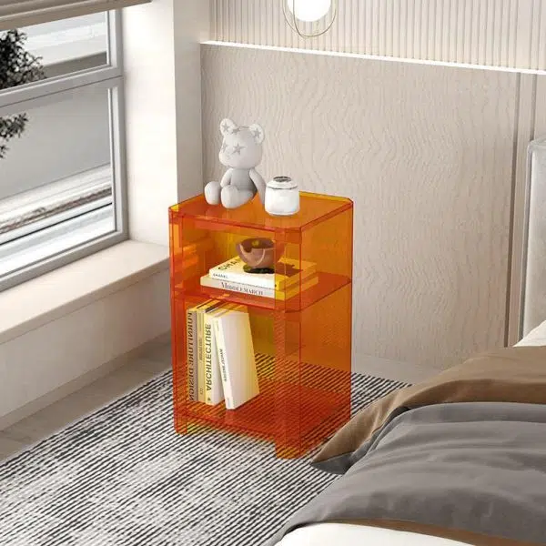 Contemporary Creative Square Rectangle Layered Acrylic Nightstand 2/3/4/5 Tiers For Bedroom - Image 13