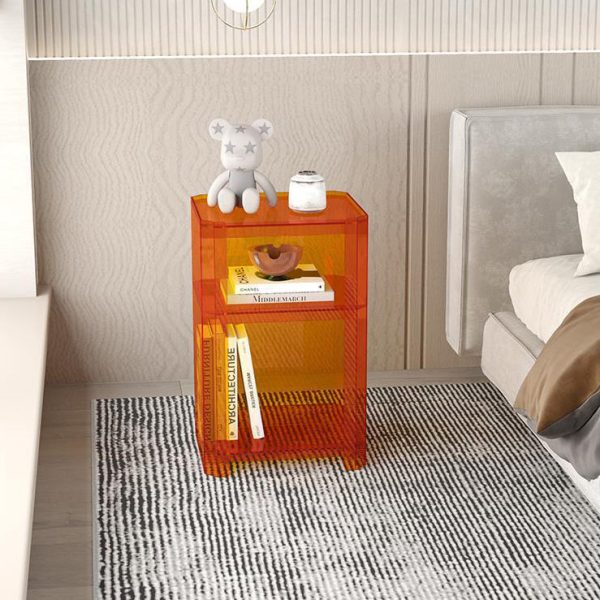 Contemporary Creative Square Rectangle Layered Acrylic Nightstand 2/3/4/5 Tiers For Bedroom - Image 2