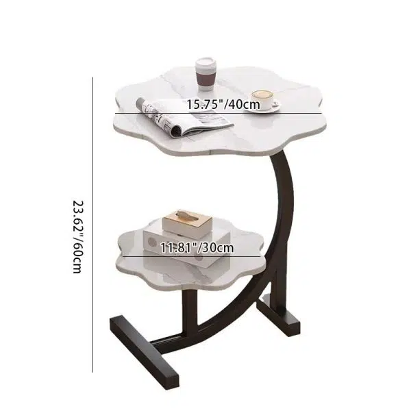 Contemporary Nordic Flower C-Shaped Plate Carbon Steel End Table 2-Tier For Living Room - Image 4
