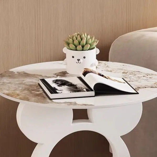 Contemporary Creative Round Mouse Bowl Slab Metal End Table 1-Storage For Living Room - Image 6
