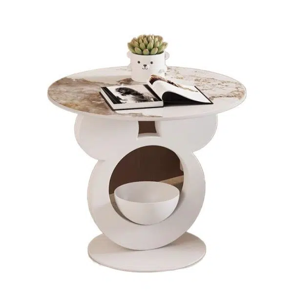 Contemporary Creative Round Mouse Bowl Slab Metal End Table 1-Storage For Living Room - Image 13
