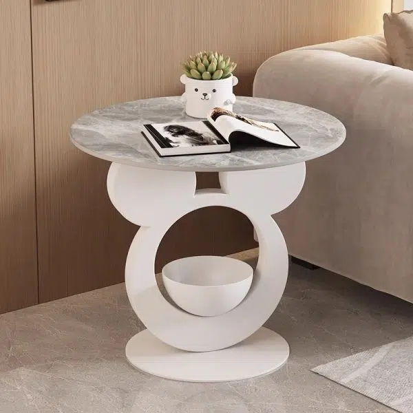 Contemporary Creative Round Mouse Bowl Slab Metal End Table 1-Storage For Living Room - Image 10